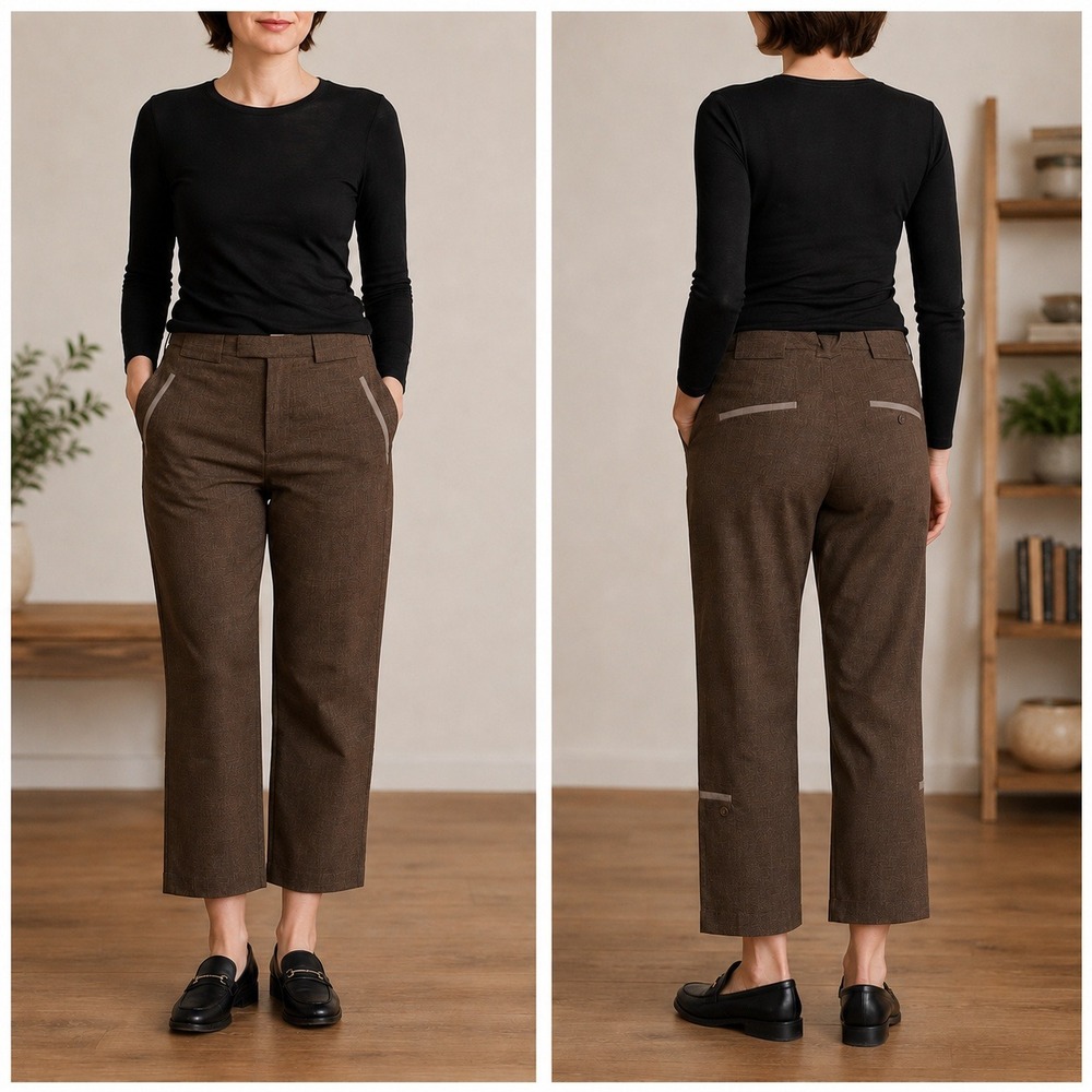 NAU Merino Wool Blend Straight Leg Ankle‎ Pants Brown Size 6 Stretch Trousers
